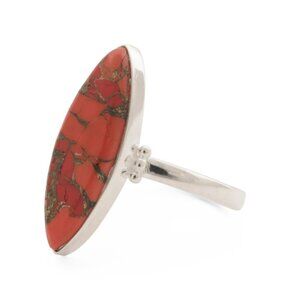 SHAANTI JEWELS  India Sterling Silver Red Copper Turquoise Marquise Ring